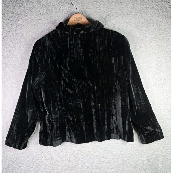 Coldwater Creek Black Velvet Jacket Lined Button Front Classic Petite Large - Picture 2 of 16